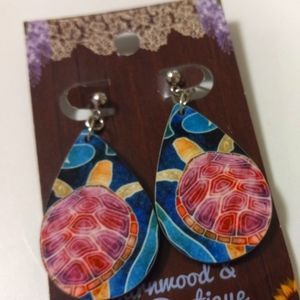Sea turtle earrings post dangle